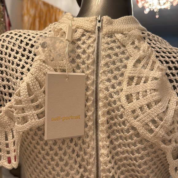 Self-Portrait White Long Sleeve Mesh Dress - Picture 13 of 14